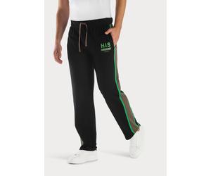 Sweathose H.I.S, Herren, Gr. 52/54 (L), N-Gr, schwarz, Sweatware, Obermaterial: 60% Baumwolle, 40% Polyester, unifarben mit Farbeinsatz, Basic, bequem lang, Hosen Sweathose, Jogginghose aus weicher Sw