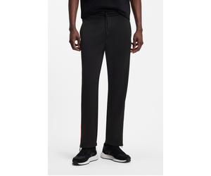 Sweathose HUGO "Dolos", Herren, Gr. L, N-Gr, schwarz (schwarz004), Sweatware, Obermaterial: 70% Polyester, 30% Baumwolle, unifarben, relaxed fit lang, Hosen Sweathose, Reißverschlüsse am Saum, Relaxed