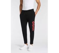 Sweathose HUGO "Dutschi", Herren, Gr. M, N-Gr, schwarz (schwarz001), Sweatware, Obermaterial: 100% Baumwolle, unifarben, regular fit lang, Hosen Sweathose, Regular Fit, elastischer Bund, HUGO Logo-Dru