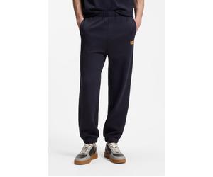 Sweathose HUGO "Nevatro", Herren, Gr. XXL, N-Gr, blau (dunkelblau405), Sweatware, Obermaterial: 100% Baumwolle, unifarben, regular fit lang, Hosen Sweathose, Regular Fit, Zierhosenschlitz, elastische