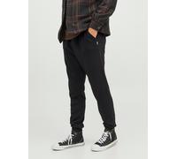 Sweathose JACK & JONES "JPSTGORDON mit Kordelzug und Komfortbund", Herren, Gr. XL, N-Gr, schwarz, angeraute Sweatware, Obermaterial: 61% Polyester, 39% Baumwolle, unifarben, normal knöchellang, Hosen