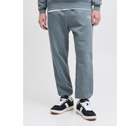Sweathose JACK & JONES "JPSTKANE SOHO SWEAT PANTS NOOS", Herren, Gr. XS, N-Gr, grau (stormy weather), angeraute Sweatware, Obermaterial: 80% Baumwolle, 20% Polyester, bedruckt, normal knöchellang, Hos