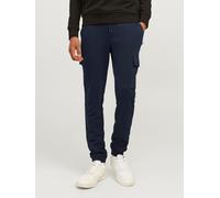 Sweathose JACK & JONES JUNIOR "JPSTGORDON JJBRADLEY CARGO PAN NOOS JNR", Jungen, Gr. 152, N-Gr, blau (navy blazer), angeraute Sweatware, Obermaterial: 61% Polyester, 39% Baumwolle, unifarben, regular