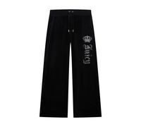 Sweathose JUICY COUTURE "GOTHIC CROWN OG STRAIGHT LOW RISE PANTS. Damen", Damen, Gr. M, EURO-Größen, schwarz, Samt, 95% Polyester, 5% Elasthan, Hosen Sweathose, Trainingshose Damen, Sweathose, Velour,