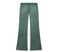 Sweathose JUICY COUTURE "LAYLA LOW RISE POCKETED FLARE PANT. Damen", Kinder, Gr. S, EURO-Größen, duck grün, 95% Polyester, 5% Elasthan, slim fit, Hosen Sweathose, Trainingshose Damen, Sweathose, Velou