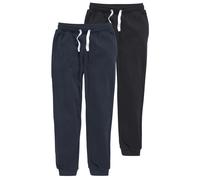 Sweathose KIDSWORLD "2er Pack Jogginghosen", Jungen, Gr. 164/170, N-Gr, blau (marine, schwa), angeraute Sweatware, Obermaterial: 100% Baumwolle, unifarben, Basic lang, Hosen Sweathose, 2 Jogginghosen 