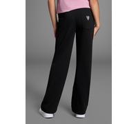 Sweathose KIDSWORLD "Sweathose mit weitem Bein", Mädchen, Gr. 164, N-Gr, schwarz, angeraute Sweatware, Obermaterial: 60% Baumwolle, 40% Polyester, bestickt, loose fit lang, Hosen Sweathose, Weite Swea