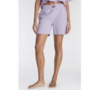 Sweathose LASCANA, Damen, Gr. 36/38, N-Gr, lila, Sweatware, Obermaterial: 60% Baumwolle, 40% Polyester, unifarben, Basic, Basic ca. Mitte Oberschenkel, Hosen Sweathose, mit geripptem Hosenbund, Lounge