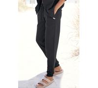 Sweathose LASCANA, Damen, Gr. 40/42, N-Gr, schwarz, Sweatware, Obermaterial: 100% Baumwolle, bestickt, unifarben, bequem normal, Hosen Sweathose, aus organischer Baumwolle, Loungewear (24372642-40) sc