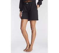 Sweathose LASCANA, Damen, Gr. 40/42, N-Gr, schwarz, Sweatware, Obermaterial: 60% Baumwolle, 40% Polyester, unifarben, Basic, Basic ca. Mitte Oberschenkel, Hosen Sweathose, mit geripptem Hosenbund, Lou