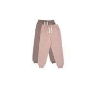 Sweathose MINYMO "Sweathose MIGirls - Sweat pant (2-pack)", Mädchen, Gr. 92, N-Gr, braun (fossil), Obermaterial: 60% Baumwolle CO. 40% Polyester PES., Hosen Sweathose (60770766-92) fossil