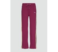 Sweathose S.OLIVER, Damen, Gr. 36/38, N-Gr, rot (dunkelrot), Obermaterial: 95% Baumwolle, 5% Elasthan, unifarben mit Farbeinsatz, bequem normal, Hosen Sweathose, Loumngehose mit Kontraststreifen und P