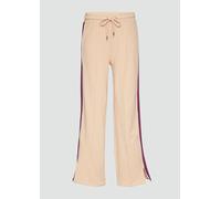 Sweathose S.OLIVER, Damen, Gr. 44/46, N-Gr, beige (sand), Obermaterial: 95% Baumwolle, 5% Elasthan, unifarben mit Farbeinsatz, bequem normal, Hosen Sweathose, Loumngehose mit Kontraststreifen und Pipi