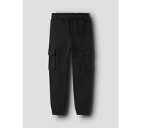 Sweathose NAME IT "NKMOLLIE CARGO PANT BRU NOOS", Jungen, Gr. 128, N-Gr, schwarz, Sweatware, Obermaterial: 60% Baumwolle, 40% Polyester, unifarben, casual, loose fit, Hosen (63796101-128) schwarz