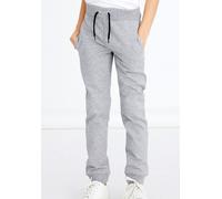 Sweathose NAME IT "NKMSWEAT - Jogger mit verstellbarem Bund und Rippbündchen", Jungen, Gr. 152, N-Gr, grau (grau melange), angeraute Sweatware, Obermaterial: 80% Baumwolle, 20% Polyester, meliert, uni