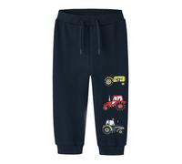 Sweathose NAME IT "NMMVILDAR NREG SWE PANT UNB", Jungen, Gr. 122, N-Gr, navy blazer print:three tractor, Sweatware, Obermaterial: 100% Baumwolle, bedruckt, normal knöchellang, Hosen Sweathose (3333283