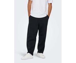 Sweathose ONLY & SONS "ONSCERES WIDE PANT NOOS", Herren, Gr. L, N-Gr, schwarz, angeraute Sweatware, Obermaterial: 57% Baumwolle, 43% Polyester, unifarben, regular fit lang, Hosen Sweathose, Baumwollmi