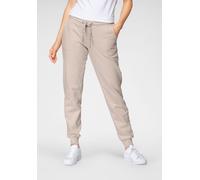 Sweathose OTTO PRODUCTS, Damen, Gr. 50, N-Gr, beige, angeraute Sweatware, Obermaterial: 100% Baumwolle, aufgeraut, unifarben, figurbetont lang, Hosen Sweathose, GOTS zertifiziert - aus Bio-Baumwolle -