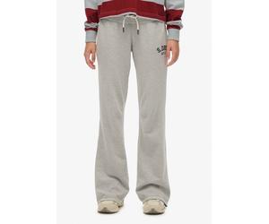 Sweathose SUPERDRY "ATHLETIC EMB FLARE JOGGER", Damen, Gr. L, N-Gr, grau (grau marl), Sweatware, Obermaterial: 100% Seide, unifarben, regular fit lang, Hosen Sweathose, Baumwolle, slim fit (24910419-L