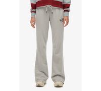 Sweathose SUPERDRY "ATHLETIC EMB FLARE JOGGER", Damen, Gr. S, N-Gr, grau (grau marl), Sweatware, Obermaterial: 100% Seide, unifarben, regular fit lang, Hosen Sweathose, Baumwolle, slim fit (24910419-S