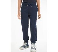 Sweathose TOMMY HILFIGER "ESSENTIAL SWEATPANTS", Jungen, Gr. 3/98, N-Gr, blau (marine), Sweatware, Obermaterial: 100% Baumwolle, bedruckt, Basic, Basic schmal normal, Hosen Sweathose, Kinder Kids Juni