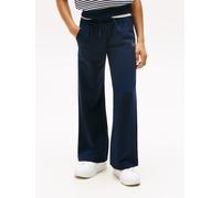 Sweathose TOMMY HILFIGER "TOMMY SCRIPT SWEATPANT", Mädchen, Gr. 16 (176), N-Gr, blau (schwarz night navy), Sweatware, Obermaterial: 80% Baumwolle, 20% Polyester, unifarben, regular fit lang, Hosen Swe