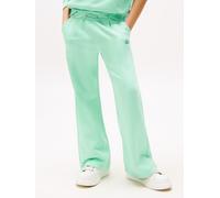 Sweathose TOMMY HILFIGER "TOMMY SCRIPT SWEATPANT", Mädchen, Gr. 7 (122), N-Gr, grün (menthol), Sweatware, Obermaterial: 80% Baumwolle, 20% Polyester, unifarben, regular fit lang, Hosen Sweathose, für 