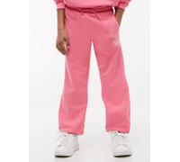 Sweathose TOMMY HILFIGER "TOMMY SCRIPT SWEATPANTS", Mädchen, Gr. 10 (140), N-Gr, pink (exotic pink), Sweatware, Obermaterial: 68% Baumwolle, 32% Polyester, unifarben, regular fit lang, Hosen Sweathose