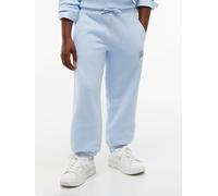 Sweathose TOMMY HILFIGER "TOMMY SCRIPT SWEATPANTS", Mädchen, Gr. 14 (164), N-Gr, blau (sky blau), Sweatware, Obermaterial: 68% Baumwolle, 32% Polyester, unifarben, regular fit lang, Hosen Sweathose, R