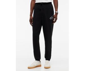 Sweathose TOMMY JEANS "REGULAR SIGNATURE SWEATPANT", Herren, Gr. M, N-Gr, schwarz, Web, Obermaterial: 100% Baumwolle, unifarben, regular fit lang, Hosen Sweathose, Regular fit mit elastischem Bund (38