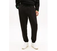 Sweathose TOMMY JEANS "TJM REGULAR LINEAR", Herren, Gr. M, N-Gr, schwarz, Web, Obermaterial: 80% Baumwolle, 20% Polyester, unifarben, regular fit lang, Hosen Sweathose, Regular fit mit elastischem Bun