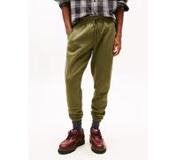 Sweathose TOMMY JEANS "TJM SLIM S FLAG SWEATPANT", Damen, Gr. XL, N-Gr, dunkelgrünery, Sweatware, Obermaterial: 80% Baumwolle, 20% Polyester, slim fit lang, Hosen Sweathose, Mit Kordelzug (45867904-XL