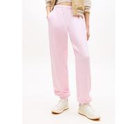 Sweathose TOMMY JEANS "TJW BADGE SWEATPANT", Damen, Gr. M (38), N-Gr, rosa (pearly pink), Web, Obermaterial: 100% Baumwolle, relaxed fit lang, Hosen Sweathose, Relaxed Fit mit Elastikbund am Bein (143