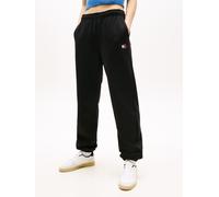 Sweathose TOMMY JEANS "TJW BADGE SWEATPANT", Damen, Gr. M (40), N-Gr, schwarz, Sweatware, Obermaterial: 100% Baumwolle, relaxed fit knöchellang, Hosen Sweathose, Baumwolle, Badge (18723661-M) schwarz