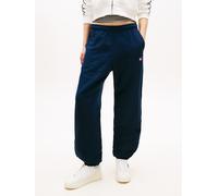 Sweathose TOMMY JEANS "TJW BADGE SWEATPANT", Damen, Gr. XS (34), N-Gr, blau (schwarz night navy), Web, Obermaterial: 100% Baumwolle, relaxed fit lang, Hosen Sweathose, Relaxed Fit mit Elastikbund am B