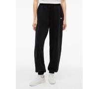 Sweathose TOMMY JEANS "TJW BADGE SWEATPANTS", Damen, Gr. XS (34), N-Gr, schwarz, Sweatware, Obermaterial: 84% Baumwolle, 16% Polyester, unifarben, relaxed fit lang, Hosen Sweathose, Baumwollmischung (