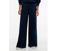 Sweathose TOMMY JEANS "TJW WIDE LEG SCRIPT SWEATPANTS", Damen, Gr. M (40), N-Gr, blau (dunkelblau), Sweatware, Obermaterial: 85% Baumwolle, 15% Polyester, unifarben, lässig geschnitten lang, Hosen Swe