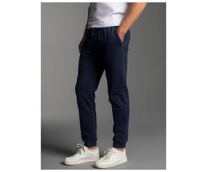 Sweathose TRIGEMA "TRIGEMA Jogginghose aus Biobaumwolle", Damen, Gr. L, Normalgrößen, blau (navy), Sweatware, 75% Baumwolle (Biobaumwolle kbA), 25% Baumwolle (recycelt), Basic, Hosen Sweathose (608304