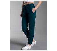 Sweathose TRIGEMA "TRIGEMA Jogginghose", Damen, Gr. S, Normalgrößen, blau (saphir), Sweatware, 70% Baumwolle, 30% Polyester, Hosen Sweathose (84417518-S) saphir