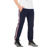 Sweathose TRIGEMA "TRIGEMA Jogginghose mit Seitenstreifen", Herren, Gr. M, US-Größen, blau (navy), 70% Baumwolle, 30% Polyester, Basic, Hosen Sweathose (57138219-M) navy