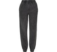 Sweathose URBAN CLASSICS "Urban Classics Damen Ladies High Waist Stone Washed Sweat Pants", Damen, Gr. XL, US-Größen, grau (schwarz), 70% Baumwolle, 30% Polyester, unifarben, loose fit, Hosen Sweathos