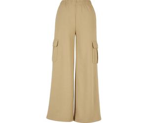 Sweathose URBAN CLASSICS "Urban Classics Damen Ladies Highwaist Wide Leg Cargo Terry Pants", Damen, Gr. XXL, US-Größen, beige (unionbeige), 65% Baumwolle, 35% Polyester, unifarben, loose fit, Hosen Sw