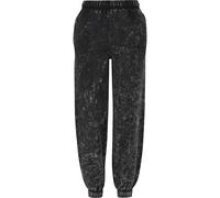 Sweathose URBAN CLASSICS "Urban Classics Damen Ladies Towel Washed Sweat Pants", Damen, Gr. 4XL, US-Größen, schwarz-weiß (schwarz), 70% Baumwolle, 30% Polyester, unifarben, loose fit, Hosen Sweathose