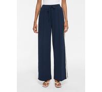 Sweathose VILA "VICLUA HW WIDE TRACK PANTS - NOOS", Damen, Gr. L (40), N-Gr, navy blazer detail:birch track, Jersey, Obermaterial: 95% Polyester, 5% Elasthan, unifarben mit Farbeinsatz, relaxed fit la
