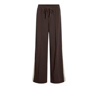 Sweathose VILA "VICLUA HW WIDE TRACK PANTS - NOOS", Damen, Gr. S (36), N-Gr, coffee bean detail:birch track, Jersey, Obermaterial: 95% Polyester, 5% Elasthan, unifarben mit Farbeinsatz, relaxed fit la