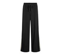Sweathose VILA "VICLUA HW WIDE TRACK PANTS - NOOS", Damen, Gr. S (36), N-Gr, schwarz detail:birch track, Jersey, Obermaterial: 95% Polyester, 5% Elasthan, unifarben mit Farbeinsatz, relaxed fit lang, 