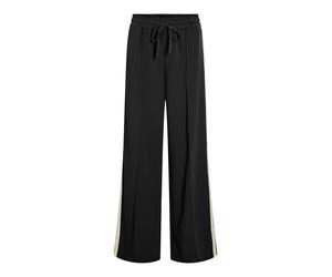Sweathose VILA "VICLUA HW WIDE TRACK PANTS - NOOS", Damen, Gr. S (36), N-Gr, schwarz detail:birch track, Jersey, Obermaterial: 95% Polyester, 5% Elasthan, unifarben mit Farbeinsatz, relaxed fit lang, 