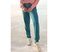 Sweatpants VIVANCE, Damen, Gr. 44/46, N-Gr, blau (petrol), Sweatware, Obermaterial: 60% Baumwolle, 40% Polyester, unifarben, modisch, lässig geschnitten lang, Hosen, Relaxhose, Loungehose mit aufgeset