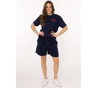 Sweathose ZWILLINGSHERZ "Feel Good Club", Damen, Gr. S/M, N-Gr, blau (marine), Sweatware, Obermaterial: 60% Baumwolle, 40% Polyester, bestickt, unifarben, Hosen Sweathose, leichtes Sweatmaterial, Stic