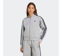 Sweatjacke ADIDAS ORIGINALS "ADICOLOR 3-STREIFEN SPACER MIT DURCHGEHENDEM REISSVERSCHLUSS", Damen, Gr. XL, grau (medium grau heather), Obermaterial: 53% Baumwolle, 47% Polyester, angesetztes Bündchen,